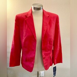 NWT Chaps size 8 red 100% Linen Blazer.